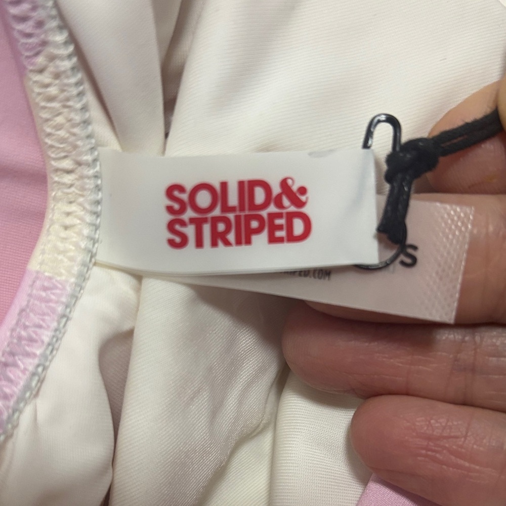 SOLID & STRIPED Pink and White Striped One Piece Swimsuit - Picture 3 of 3